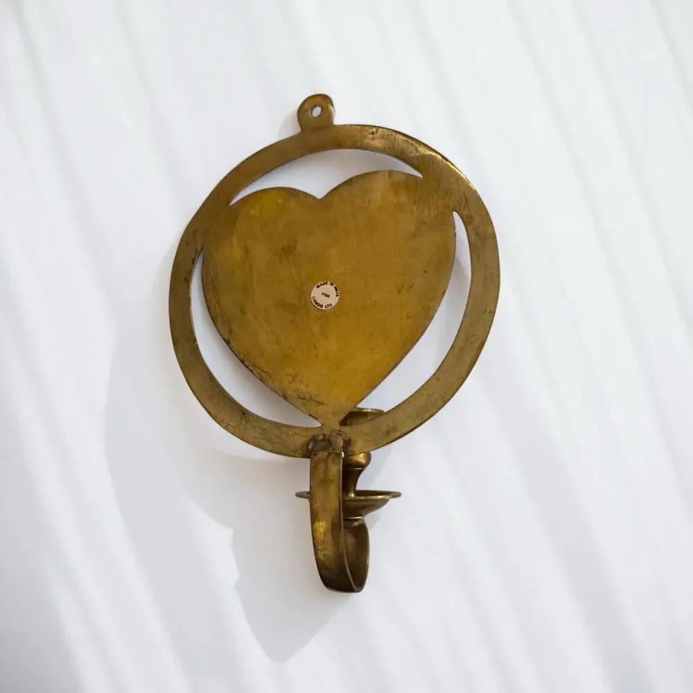 Vintage Solid Brass Heart Wall Sconce Candle Holder Liards Ltd